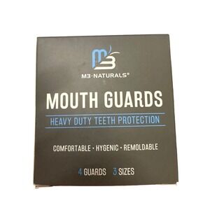 M3 Naturals Mouth Guard Set Heavy Duty Teeth Protection 4 Guards 3 Sizes New